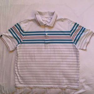 CIS Haggar White and Blue Striped Polo